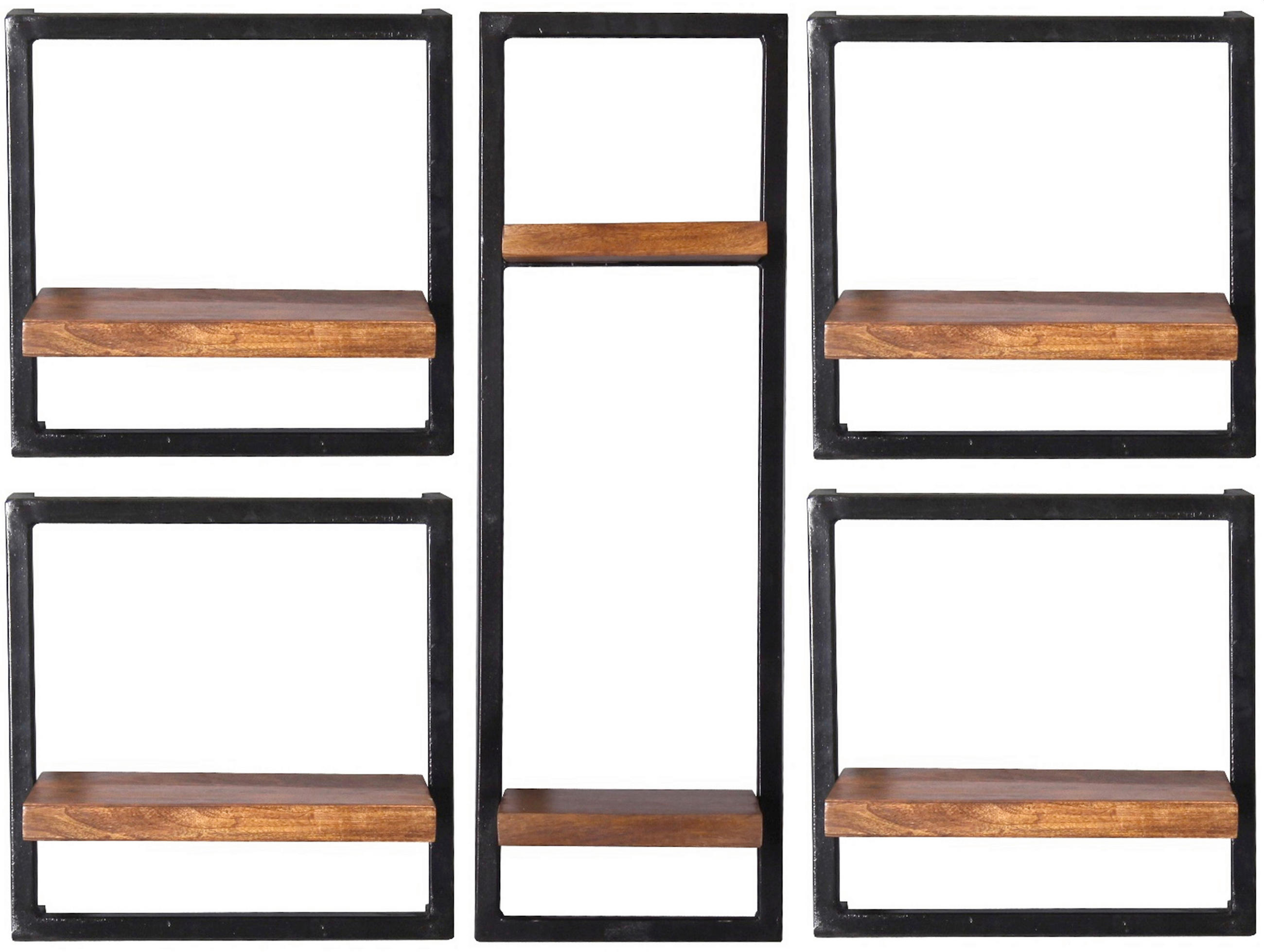 WANDREGALSET 105/75/25 cm  - Schwarz/Naturfarben, Design, Holz/Metall (105/75/25cm) - MID.YOU