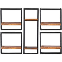 WANDREGALSET 105/75/25 cm  - Schwarz/Naturfarben, Design, Holz/Metall (105/75/25cm) - MID.YOU