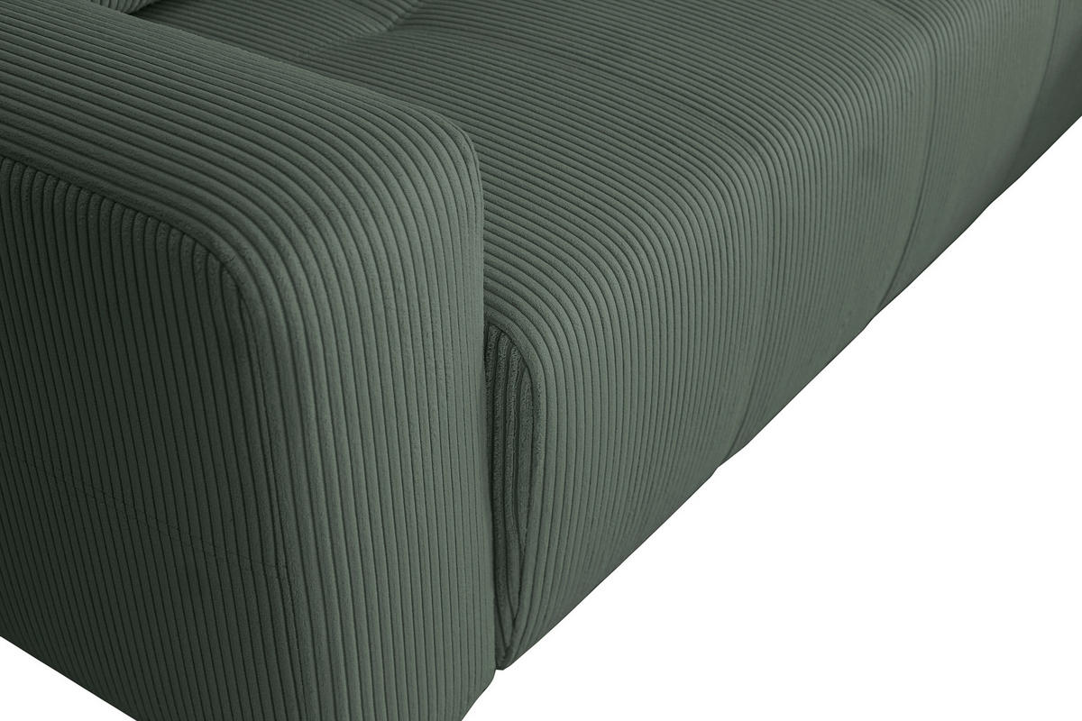 ECKSCHLAFSOFA  mit Cord Dunkelgrün  - Dunkelgrün/Schwarz, KONVENTIONELL, Textil (248/146cm) - Xora