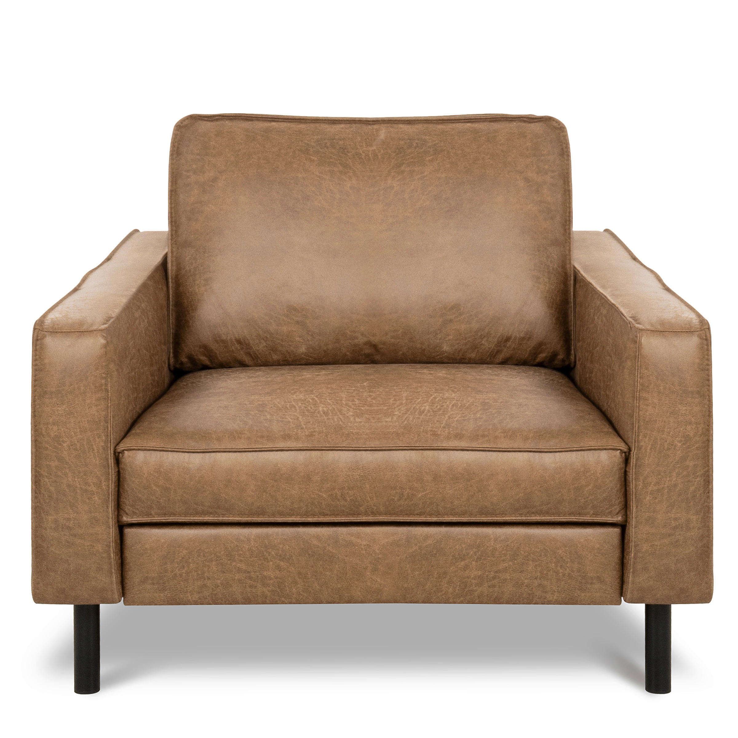 SESSEL in Lederlook Echtleder Beige  - Beige/Schwarz, Design, Leder/Textil (88/85/92cm) - Livetastic