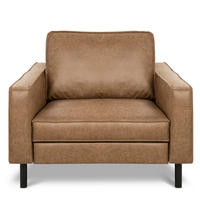 SESSEL in Lederlook Echtleder Beige  - Beige/Schwarz, Design, Leder/Textil (88/85/92cm) - Livetastic