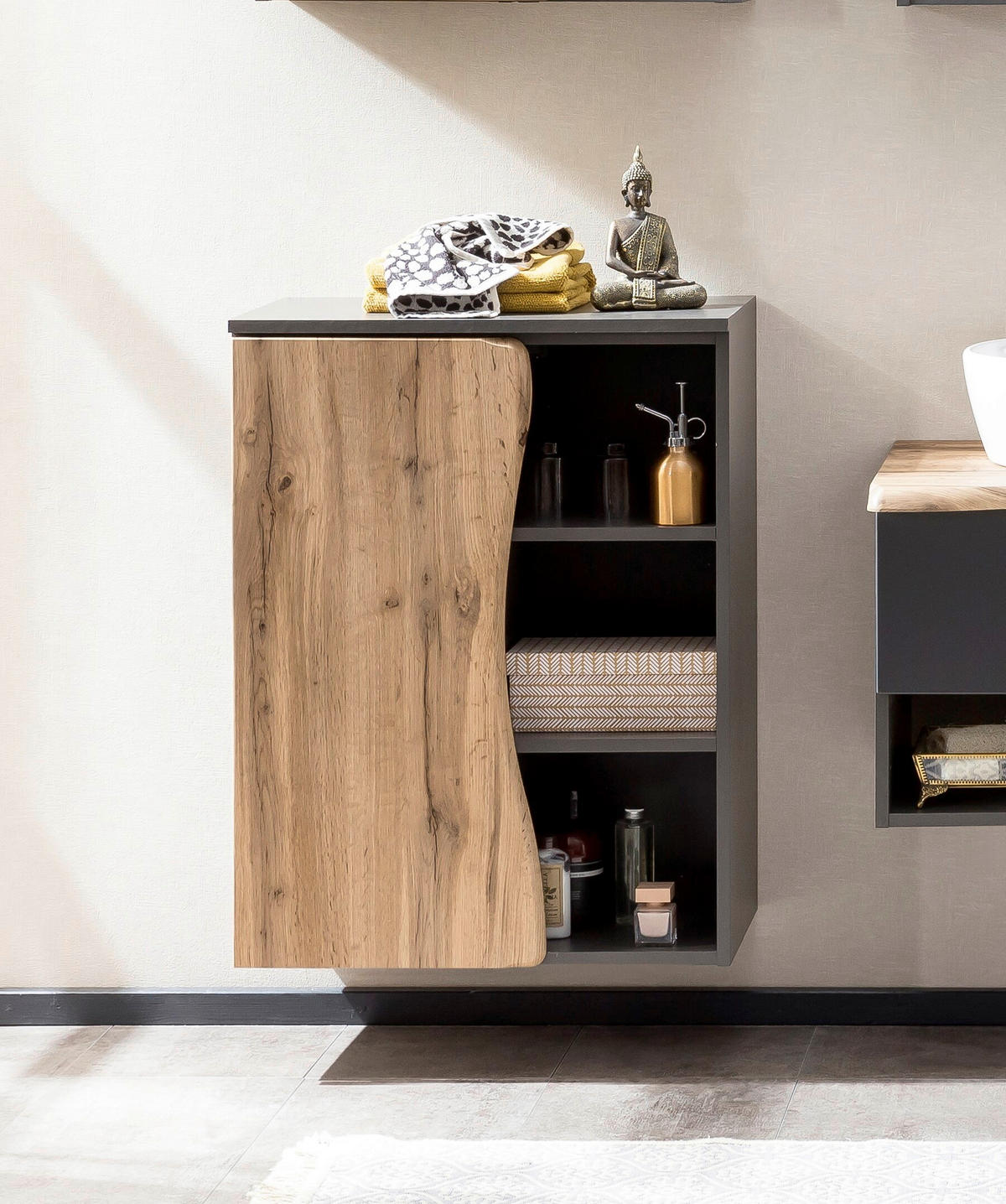 UNTERSCHRANK 60/79/35 cm   - Silberfarben/Eiche Wotan, Natur, Holzwerkstoff/Kunststoff (60/79/35cm) - Xora