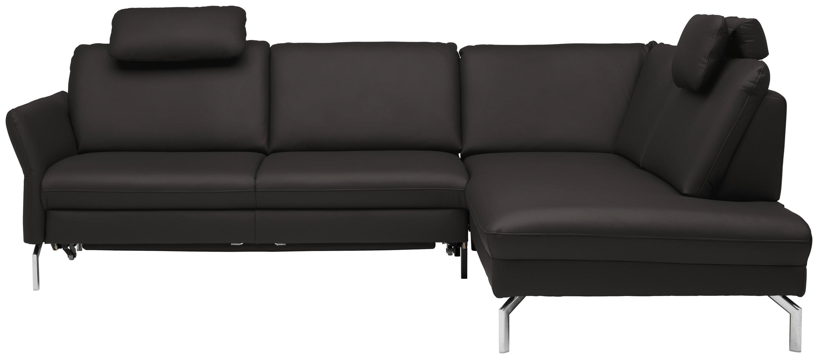 ECKSOFA in Echtleder Grau  - Alufarben/Grau, Konventionell, Leder/Metall (284/220cm) - Beldomo Premium
