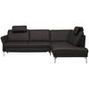 ECKSOFA in Echtleder Grau  - Alufarben/Grau, Konventionell, Leder/Metall (284/220cm) - Beldomo Premium