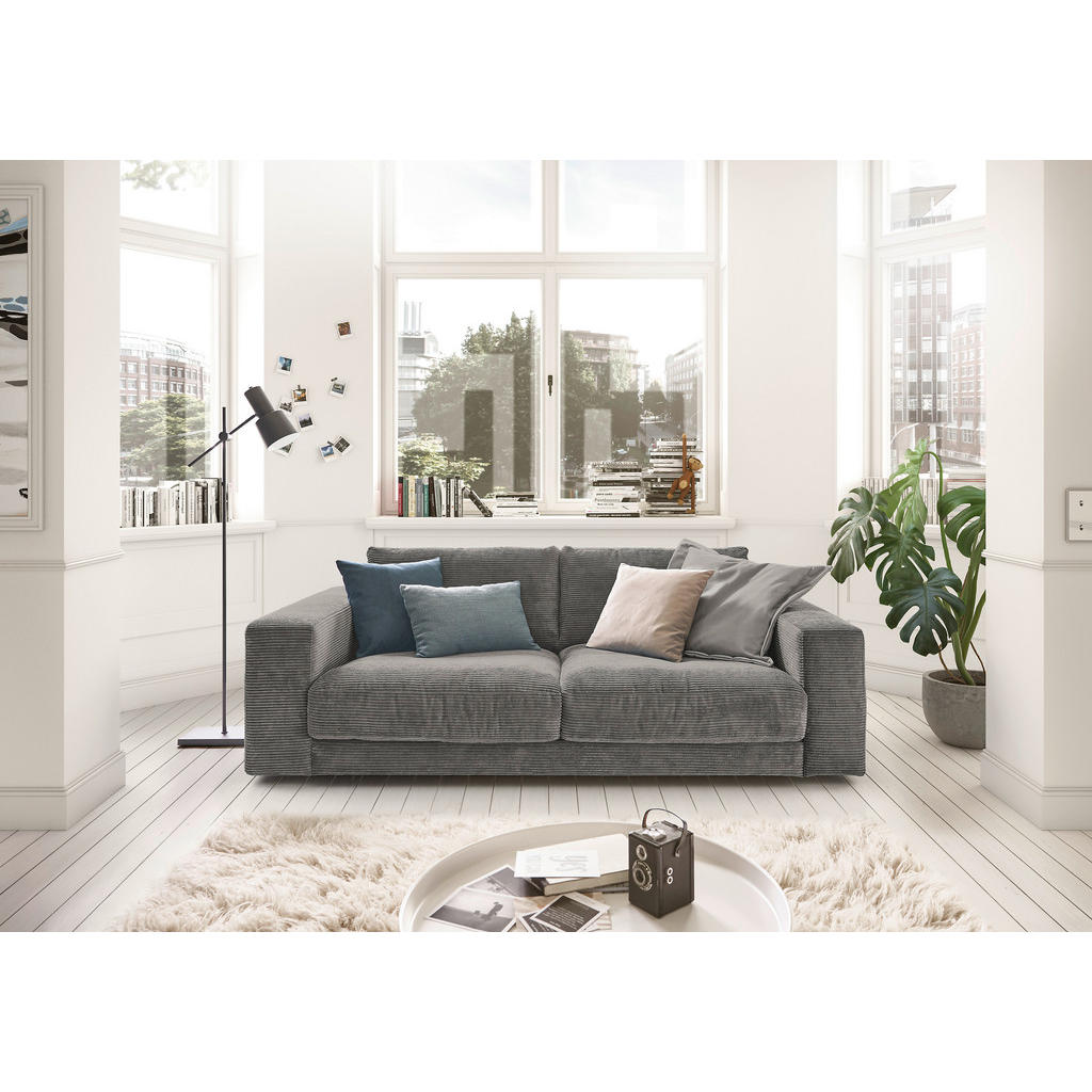 Thumbnail - Hom`in 2-Sitzer-Sofa, Dunkelgrau, Textil, Füllung: Schaumstoff, Federn, 230x85x127 cm, Blauer Engel, Goldenes M, Oeko-Te...