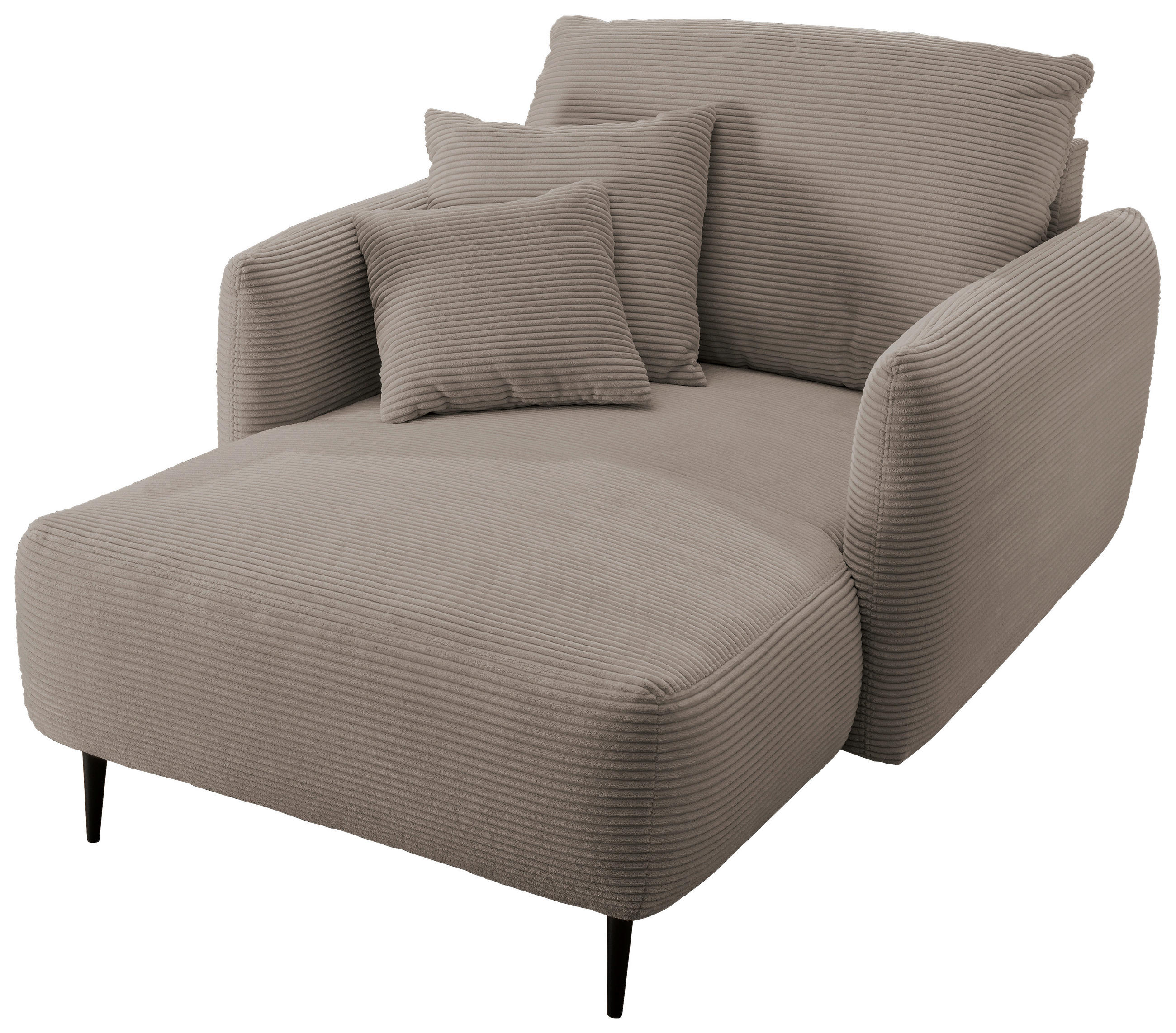 XXL-SESSEL Cord Graubraun    - Graubraun/Schwarz, Design, Textil/Metall (112/95/158cm) - Livetastic