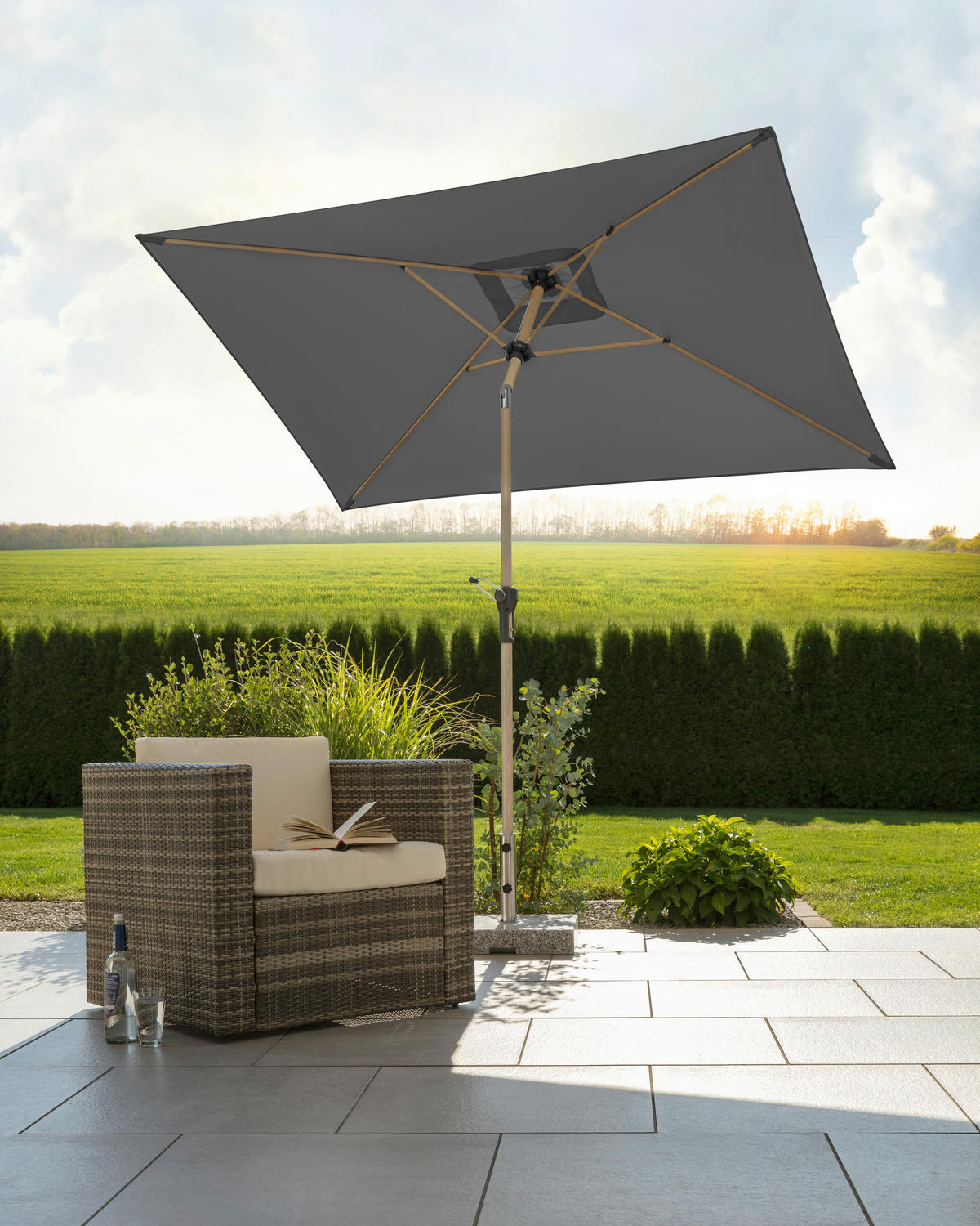 SONNENSCHIRM   - Eichefarben/Anthrazit, Basics, Textil/Metall (150/231/230cm) - Schneider