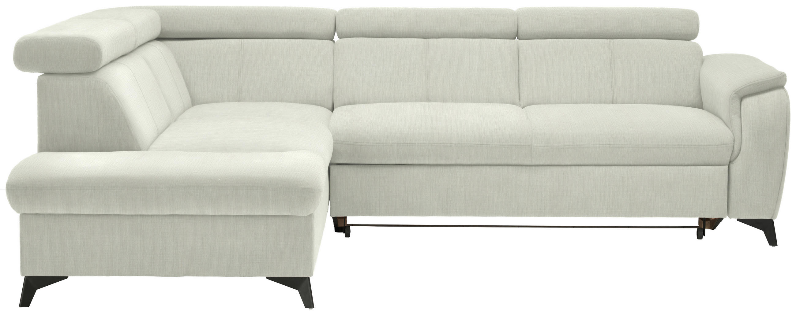 ECKSOFA in Flachgewebe Weiß  - Schwarz/Weiß, Design, Textil/Metall (203/260cm) - Stylife