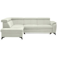ECKSOFA in Flachgewebe Weiss  - Weiss/Schwarz, Design, Textil/Metall (203/260cm) - Stylife