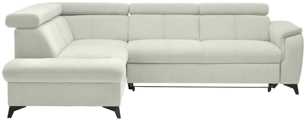 ECKSOFA in Flachgewebe Weiss  - Weiss/Schwarz, Design, Textil/Metall (203/260cm) - Stylife