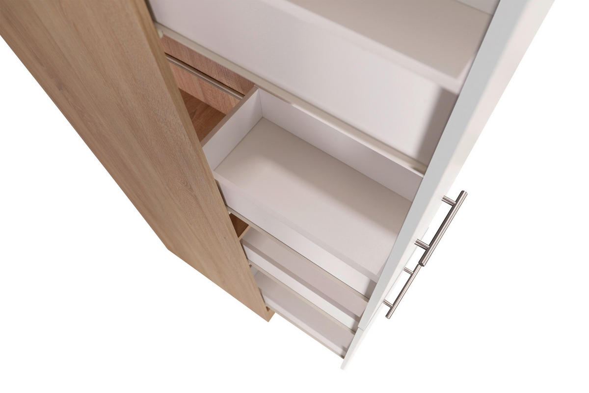 APOTHEKERSCHRANK 30/200/60 cm  in Weiß, Eichefarben  - Eichefarben/Silberfarben, Basics, Holzwerkstoff/Metall (30/200/60cm) - Respekta