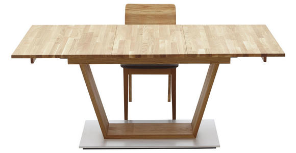 ESSTISCH in Holz 130(180)/90/76 cm - Edelstahlfarben/Eichefarben, KONVENTIONELL, Holz (130(180)/90/76cm) - Voleo