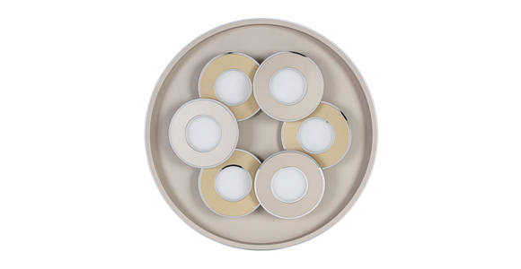 LED-DECKENLEUCHTE Ilok 50/5 cm  - Sandfarben/Chromfarben, Design, Kunststoff/Metall (50/5cm) - Novel