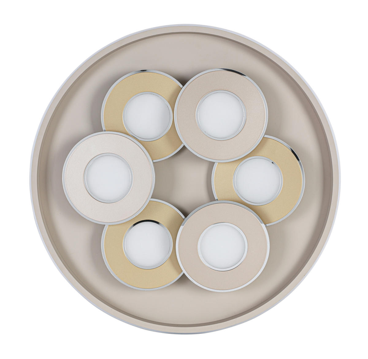 LED-DECKENLEUCHTE Ilok 50/5 cm  - Sandfarben/Chromfarben, Design, Kunststoff/Metall (50/5cm) - Novel