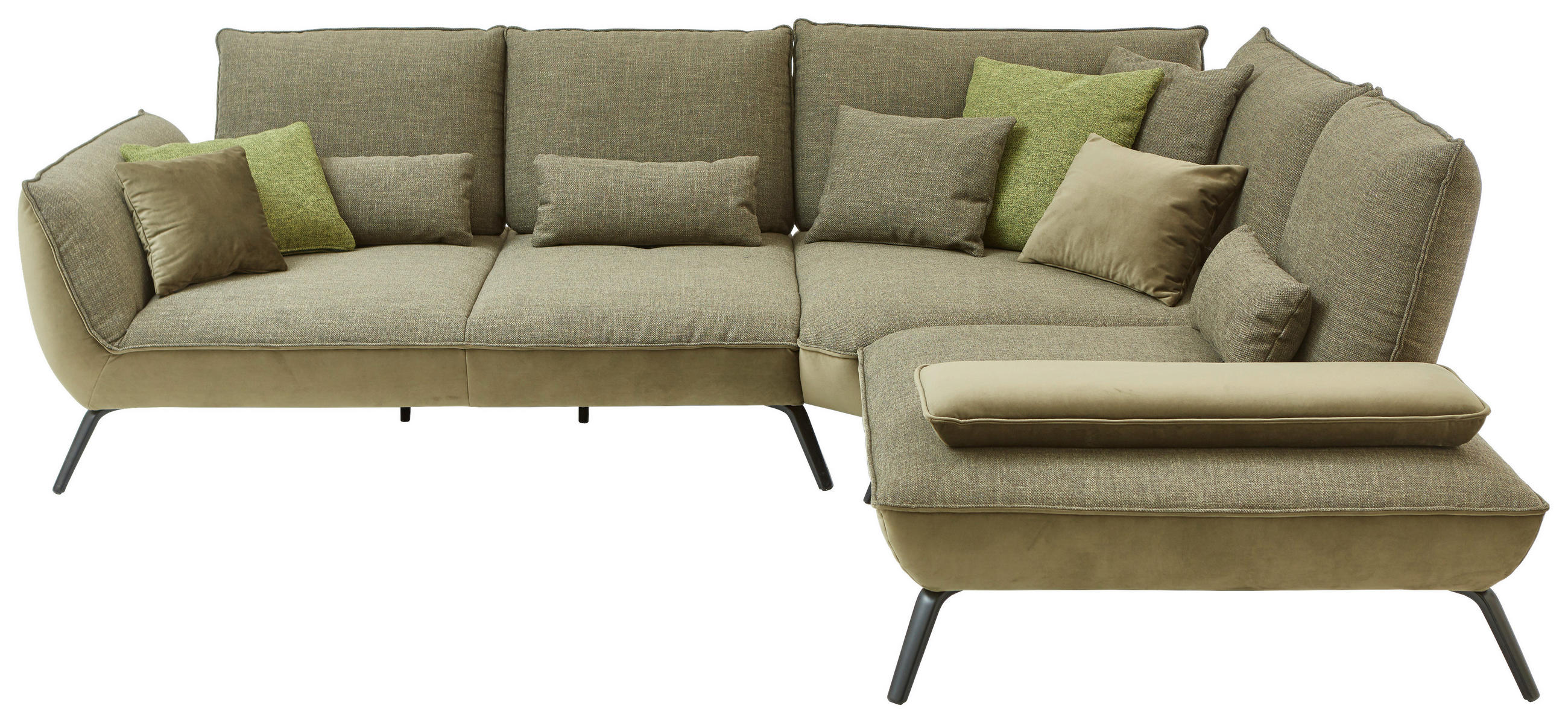 ECKSOFA in Flachgewebe Olivgrün 310/250 cm - Schwarz/Olivgrün, Design, Textil/Metall (310/250cm) - Moderano