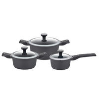 KOCHTOPFSET EASY CLICK 3-teilig  - Schwarz, Basics, Metall - GSW