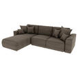 ECKSOFA Taupe Cord  - Taupe/Chromfarben, KONVENTIONELL, Kunststoff/Textil (195/293cm) - Carryhome