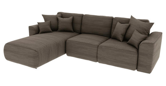 ECKSOFA Taupe Cord - Taupe/Chromfarben, KONVENTIONELL, Kunststoff/Textil (195/293cm) - Carryhome