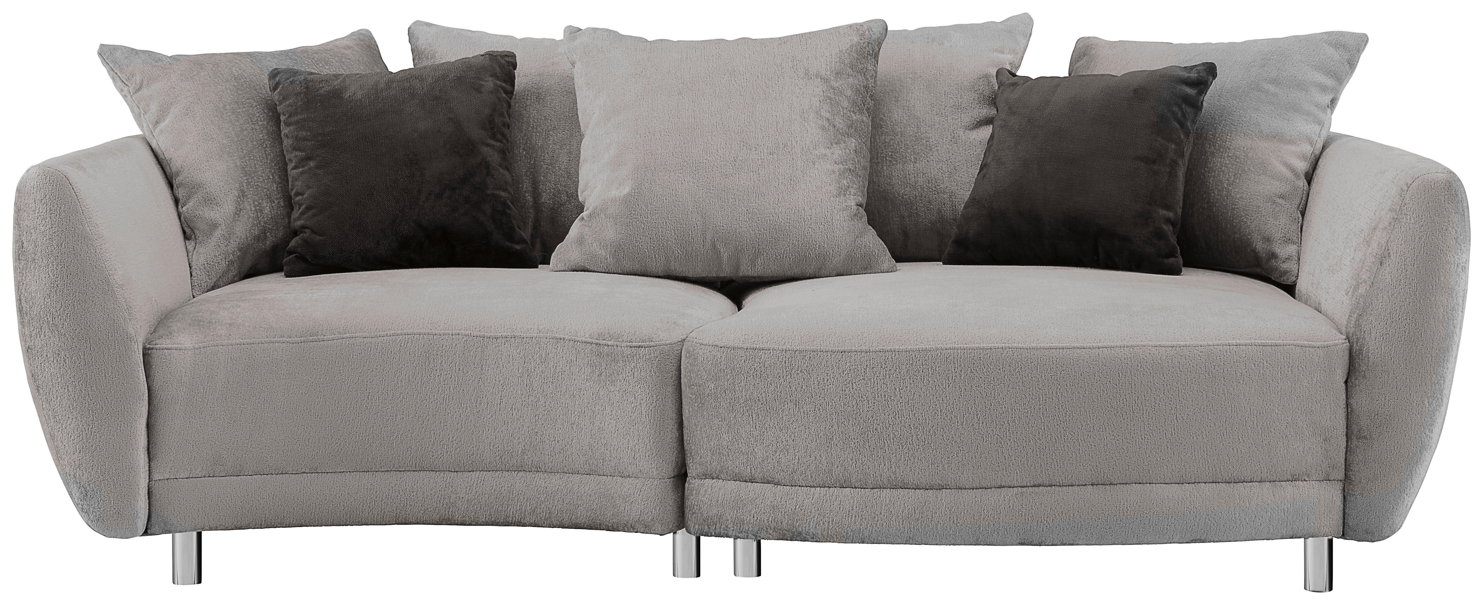 BIGSOFA in Chenille Grau  - Anthrazit/Silberfarben, Design, Kunststoff/Textil (243/72/143cm) - Carryhome