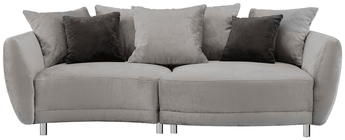 BIGSOFA in Chenille Grau  - Anthrazit/Silberfarben, Design, Kunststoff/Textil (243/72/143cm) - Carryhome