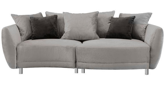 BIGSOFA Chenille Grau  - Anthrazit/Silberfarben, Design, Kunststoff/Textil (243/72/143cm) - Carryhome