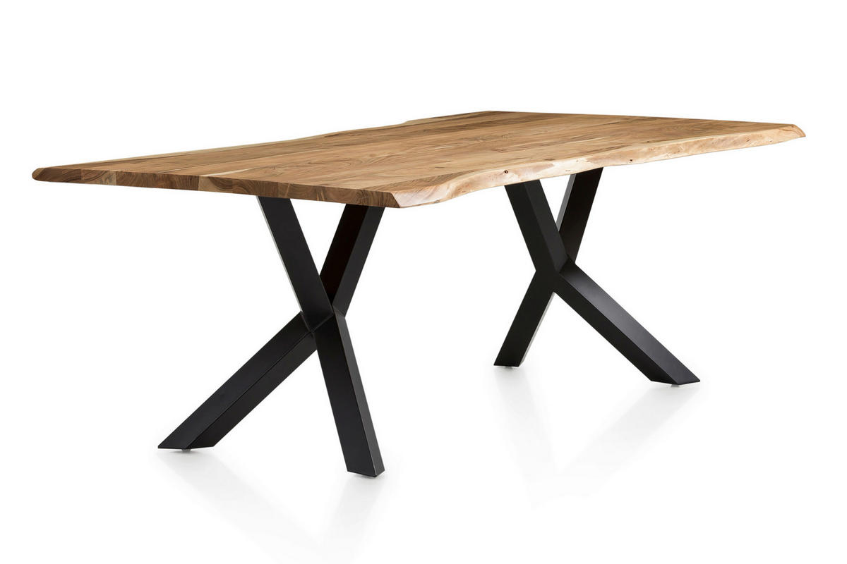 ESSTISCH in Holz 220/110/76,5 cm  - Schwarz/Naturfarben, MODERN, Holz/Metall (220/110/76,5cm) - Livetastic
