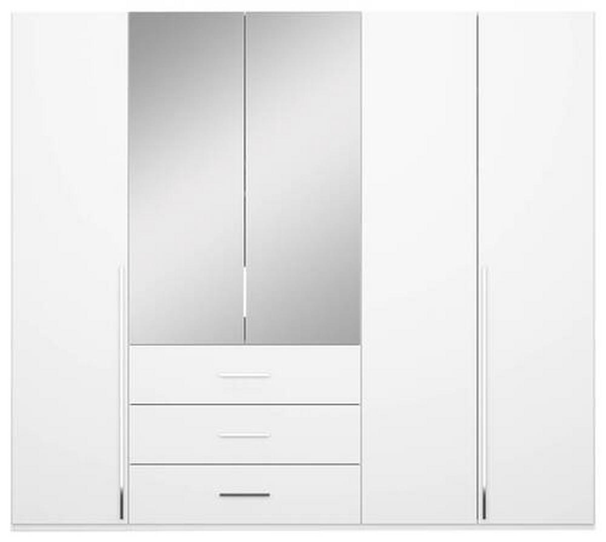 DREHTÜRENSCHRANK in Weiss  - Chromfarben/Weiss, Design, Glas/Holzwerkstoff (251/223/60cm) - home24