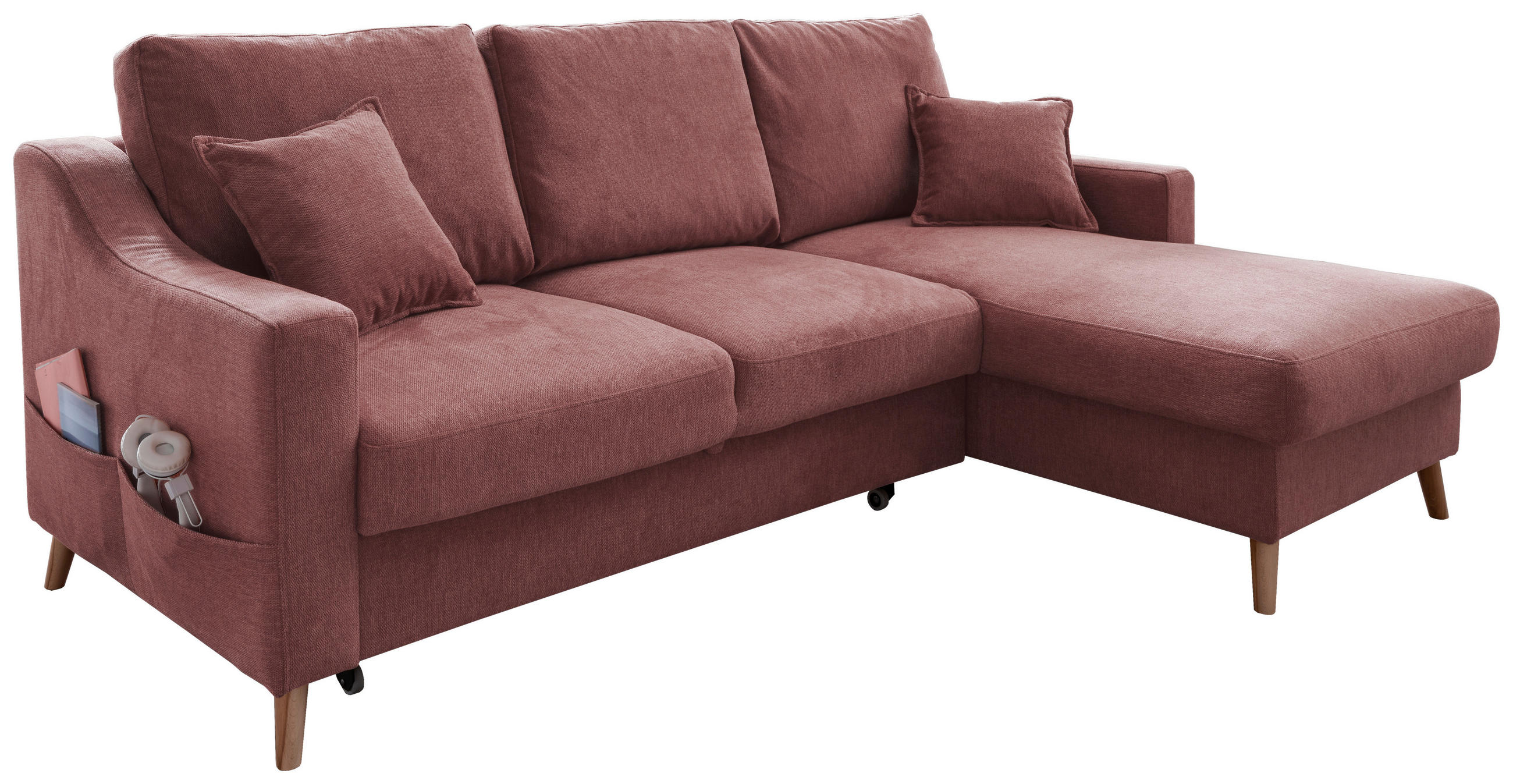ECKSOFA in Struktur Rosa  - Naturfarben/Rosa, Konventionell, Holz/Textil (228/150cm) - P & B