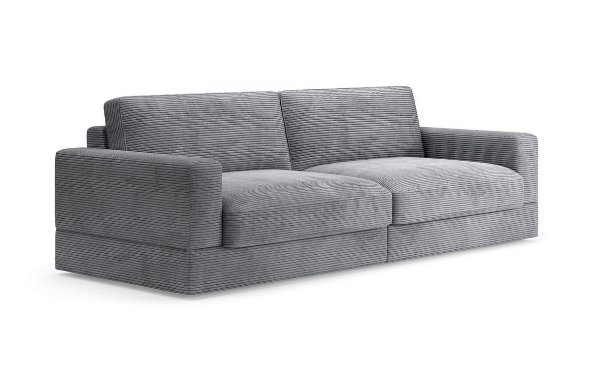 BIGSOFA FABIO E Cord Grau  - Schwarz/Grau, MODERN, Kunststoff/Textil (264/87/108cm) - Sit & More