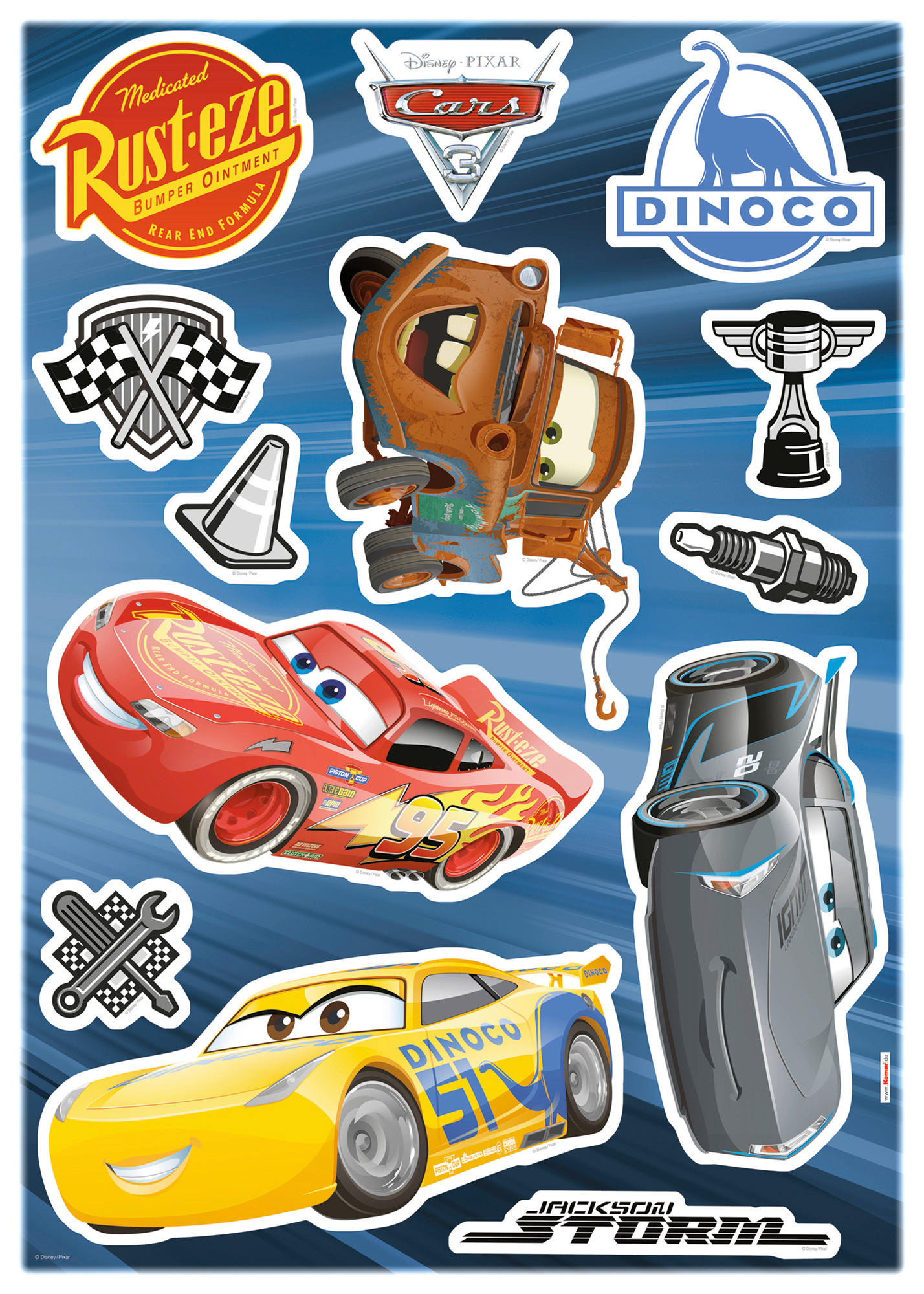 Disney Dekosticker Cars Mehrfarbig 50x70 cm