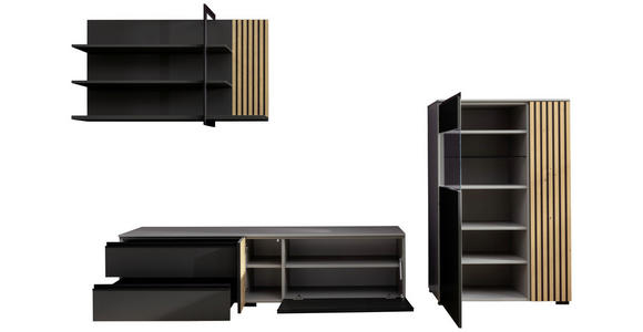 WOHNWAND in Anthrazit, Wildeiche 314/211/45 cm - Wildeiche/Anthrazit, Design, Glas/Holz (314/211/45cm) - Moderano