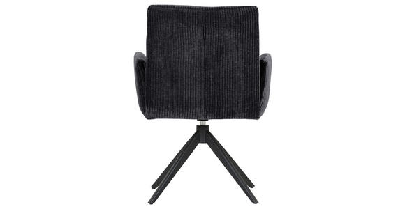 ARMLEHNSTUHL in Cord - Graphitfarben/Schwarz, Design, Textil/Metall (65/90/60cm) - Novel