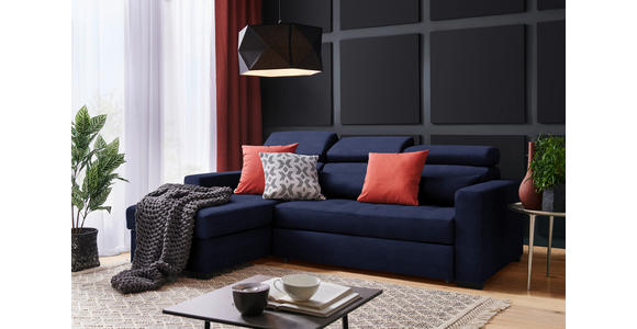 ECKSOFA in Webstoff Dunkelblau  - Schwarz/Dunkelblau, Design, Kunststoff/Textil (179/240cm) - Carryhome