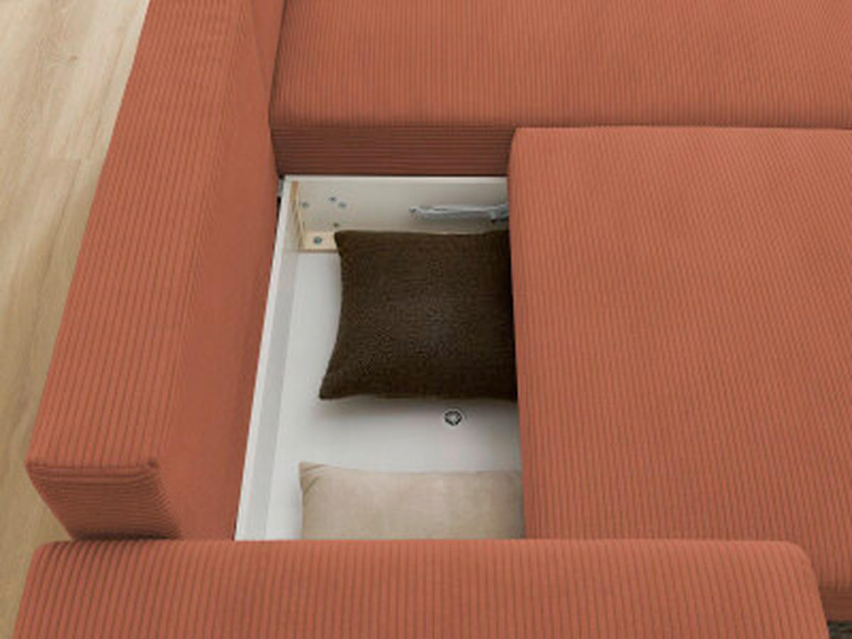 ECKSOFA Ottomane rechts  ATILLA Orange Cord  - Schwarz/Orange, MODERN, Kunststoff/Textil (244/149cm)
