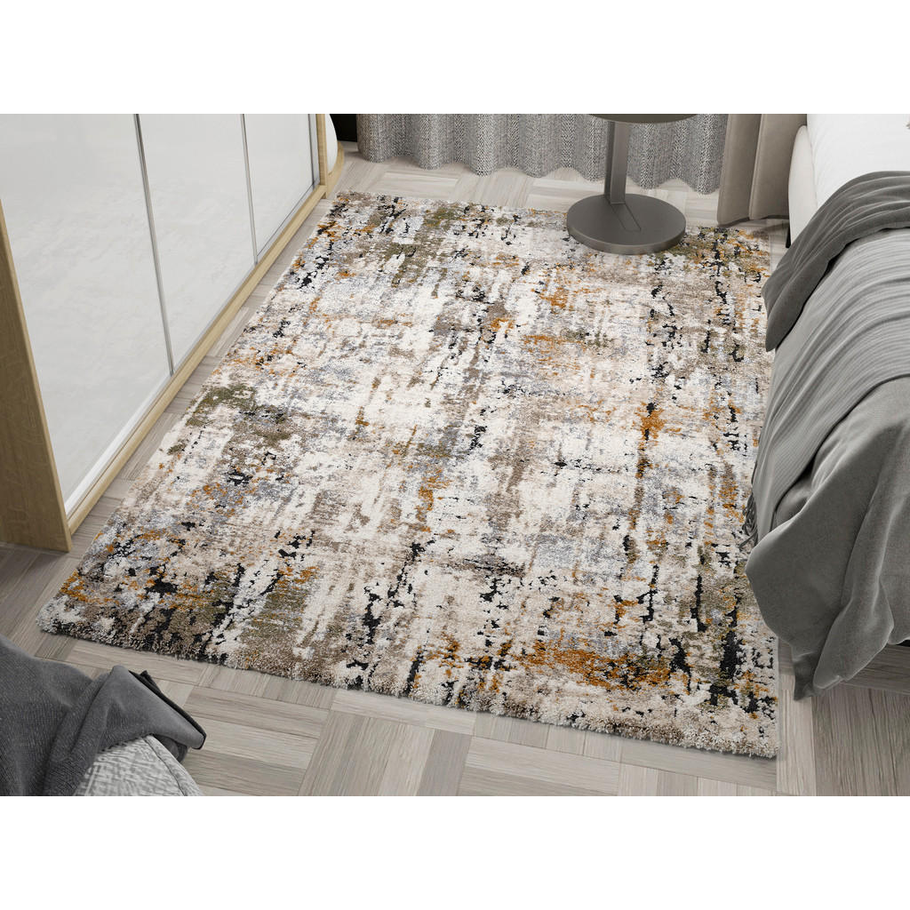 Thumbnail - Novel Webteppich Moonlit, Creme, Grün, Gold, Textil, Struktur, rechteckig, 160x230 cm, Oeko-Tex® Standard 100, für Fußbo...