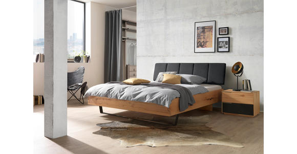 BETT 120/210 cm  in Anthrazit, Buchefarben  - Anthrazit/Buchefarben, Natur, Holz/Textil (120/210cm) - Valnatura