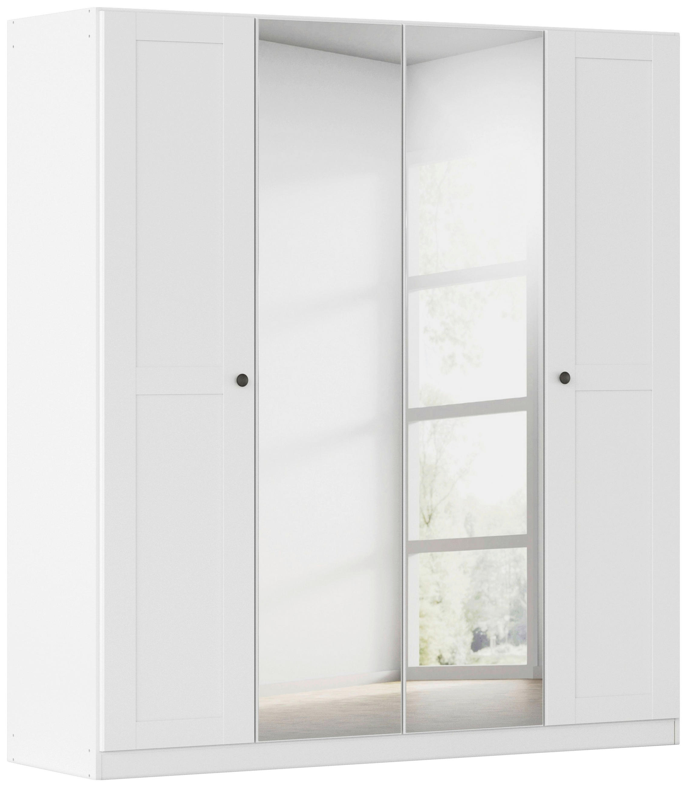 DREHTÜRENSCHRANK 181/197/54 cm,  in Weiß, 4-türig  - Schwarz/Weiß, KONVENTIONELL, Glas/Holzwerkstoff (181/197/54cm) - home24