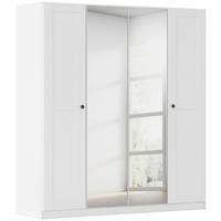 DREHTÜRENSCHRANK 181/197/54 cm,  in Weiß, 4-türig  - Schwarz/Weiß, KONVENTIONELL, Glas/Holzwerkstoff (181/197/54cm) - home24