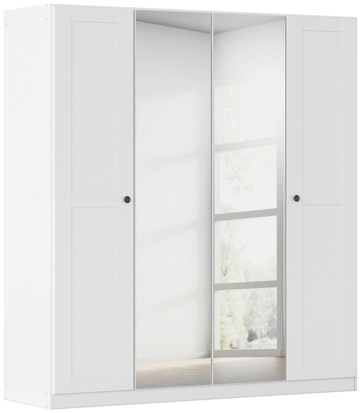 DREHTÜRENSCHRANK 181/197/54 cm,  in Weiß, 4-türig  - Schwarz/Weiß, KONVENTIONELL, Glas/Holzwerkstoff (181/197/54cm) - home24