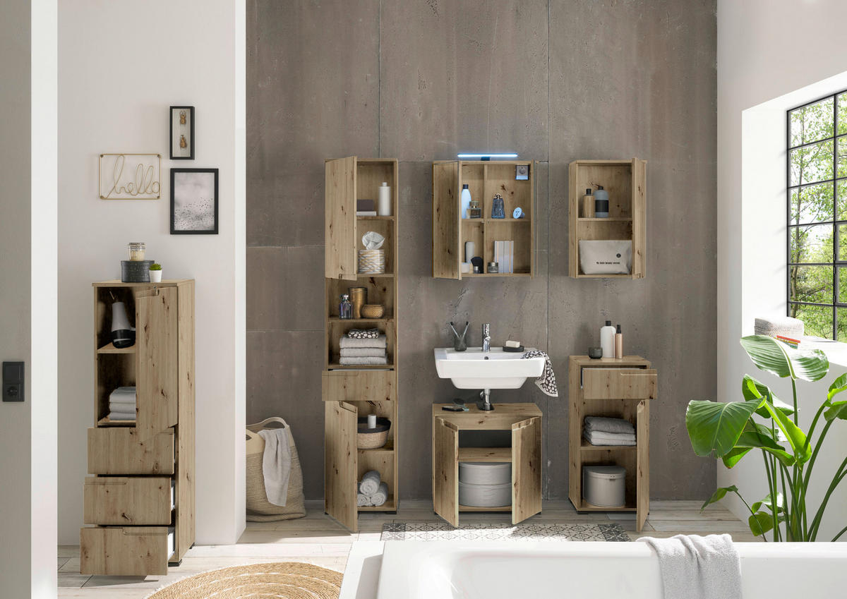 SPIEGELSCHRANK 60/67/20 cm  - Eiche Artisan, MODERN, Glas/Holzwerkstoff (60/67/20cm) - MID.YOU