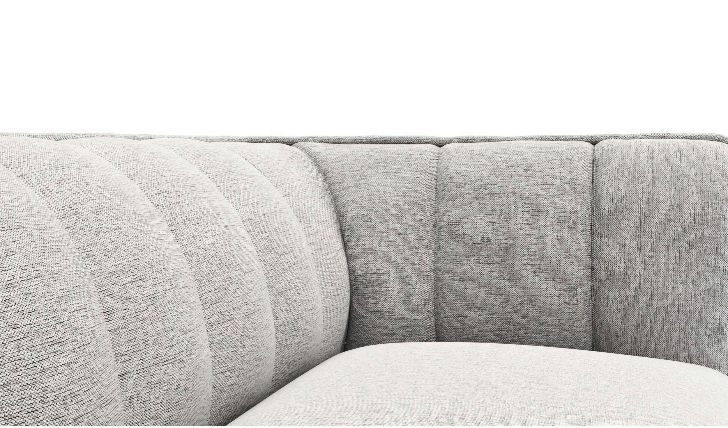 ECKSOFA Hellgrau Chenille, Webstoff, Flachgewebe  - Hellgrau/Schwarz, Design, Holz/Textil (149/211cm) - Livetastic