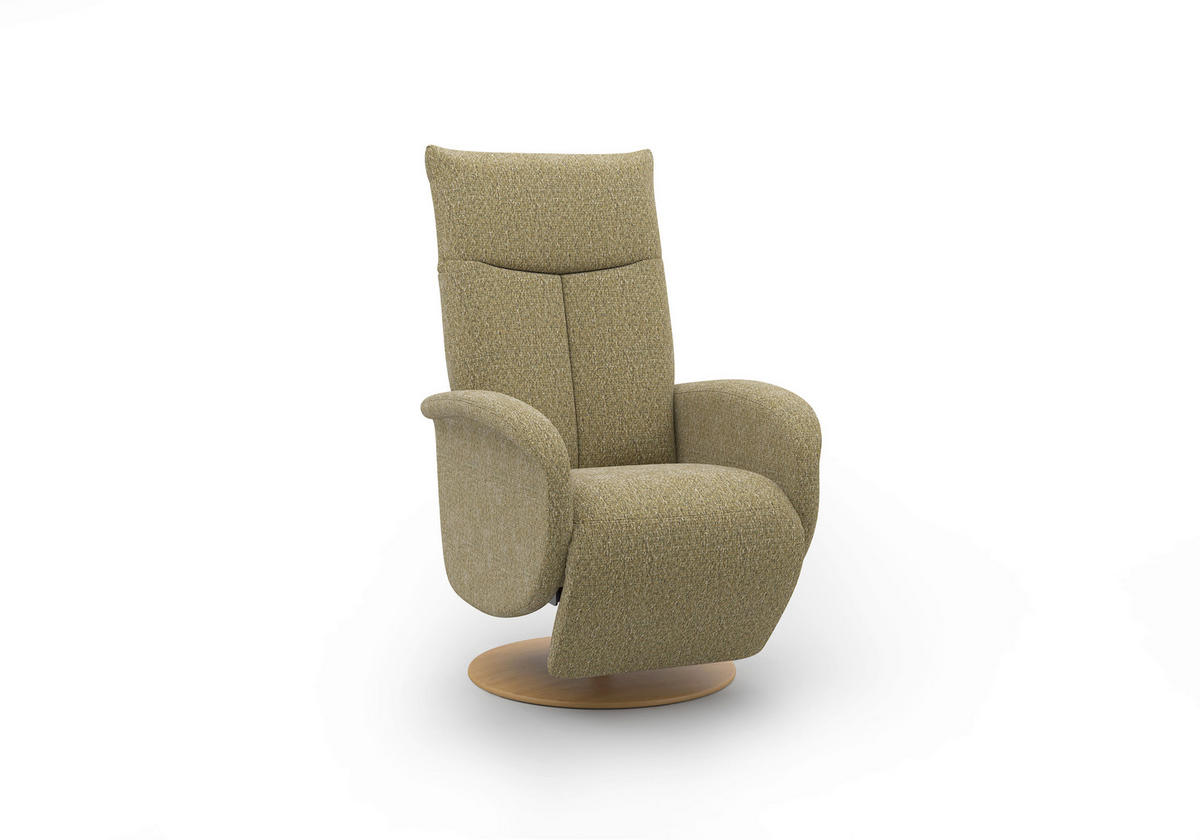 RELAXSESSEL GLENDALE E Chenille Kopfteilverstellung, Rücken echt    - Eichefarben/Olivgrün, KONVENTIONELL, Holzwerkstoff/Textil (75/112/82cm) - Sit & More