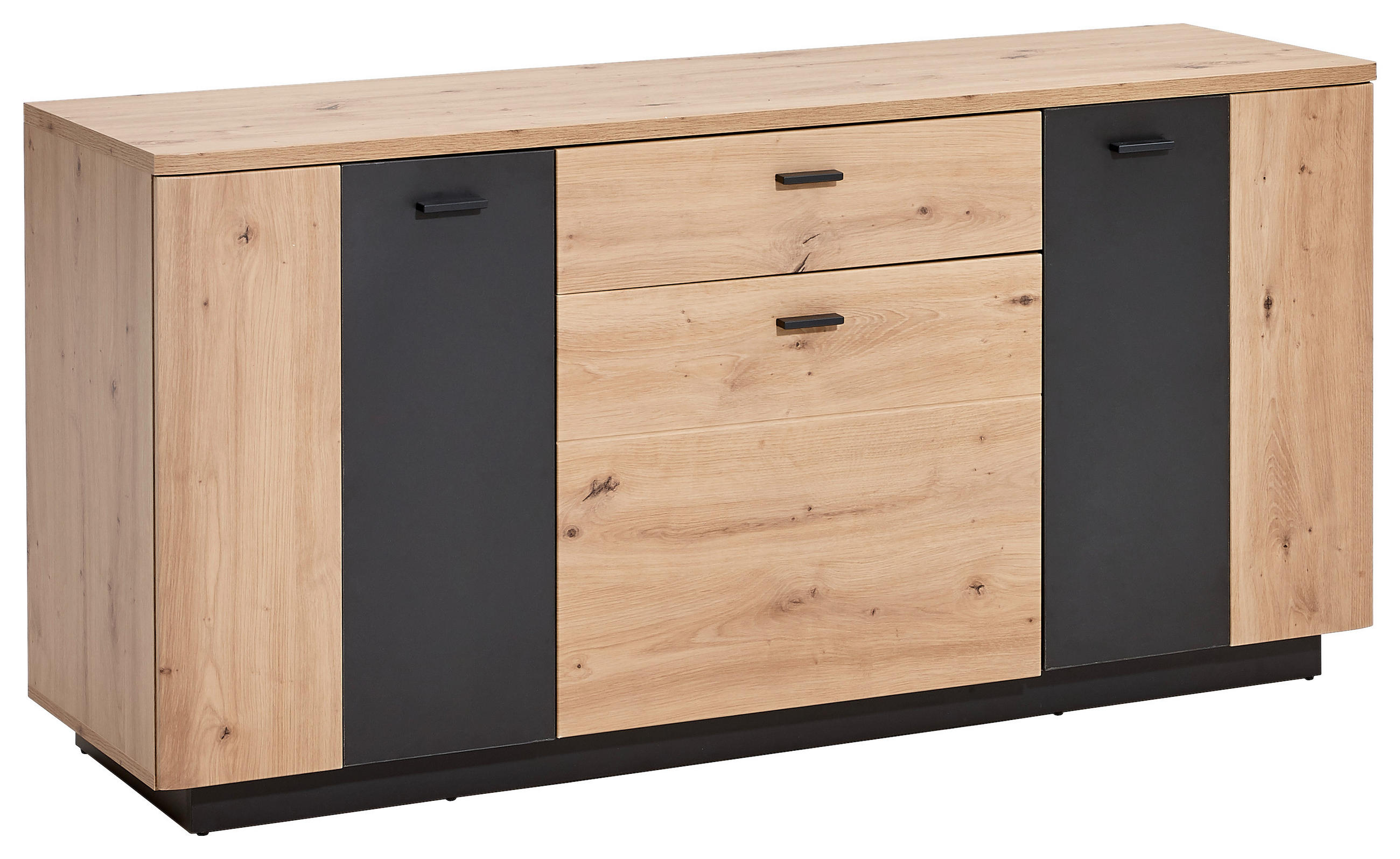 KOMMODE Anthrazit, Eichefarben 150/73/44 cm - Eichefarben/Anthrazit, Design, Holzwerkstoff/Metall (150/73/44cm) - Ti'me