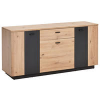KOMODA, antracit, barve hrasta  - črna/barve hrasta, Design, kovina/leseni material (150/73/44cm) - Hom`in