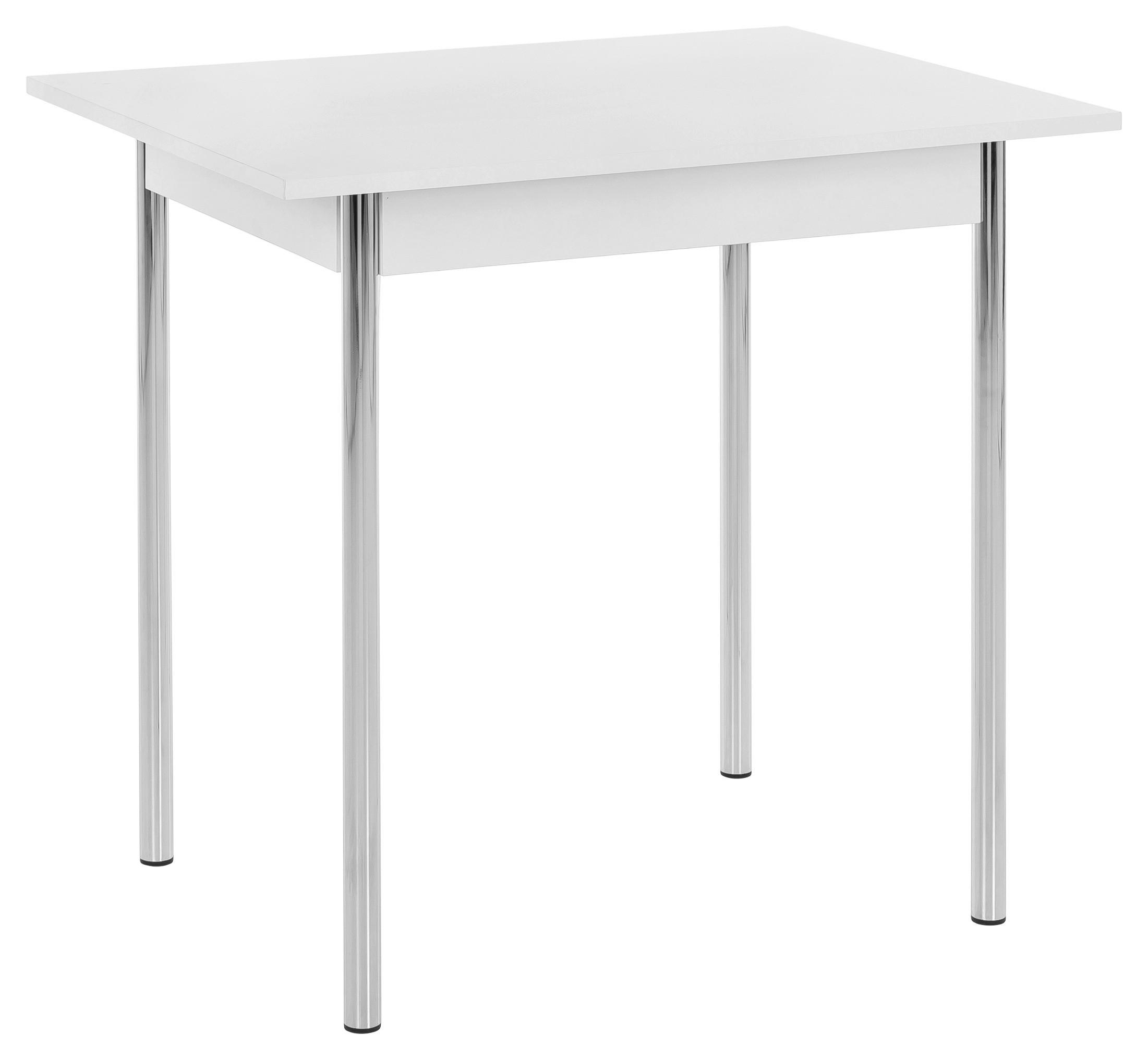 ESSTISCH in Holzwerkstoff 75/55/72 cm  - Chromfarben/Weiß, Design, Holzwerkstoff/Metall (75/55/72cm) - Carryhome
