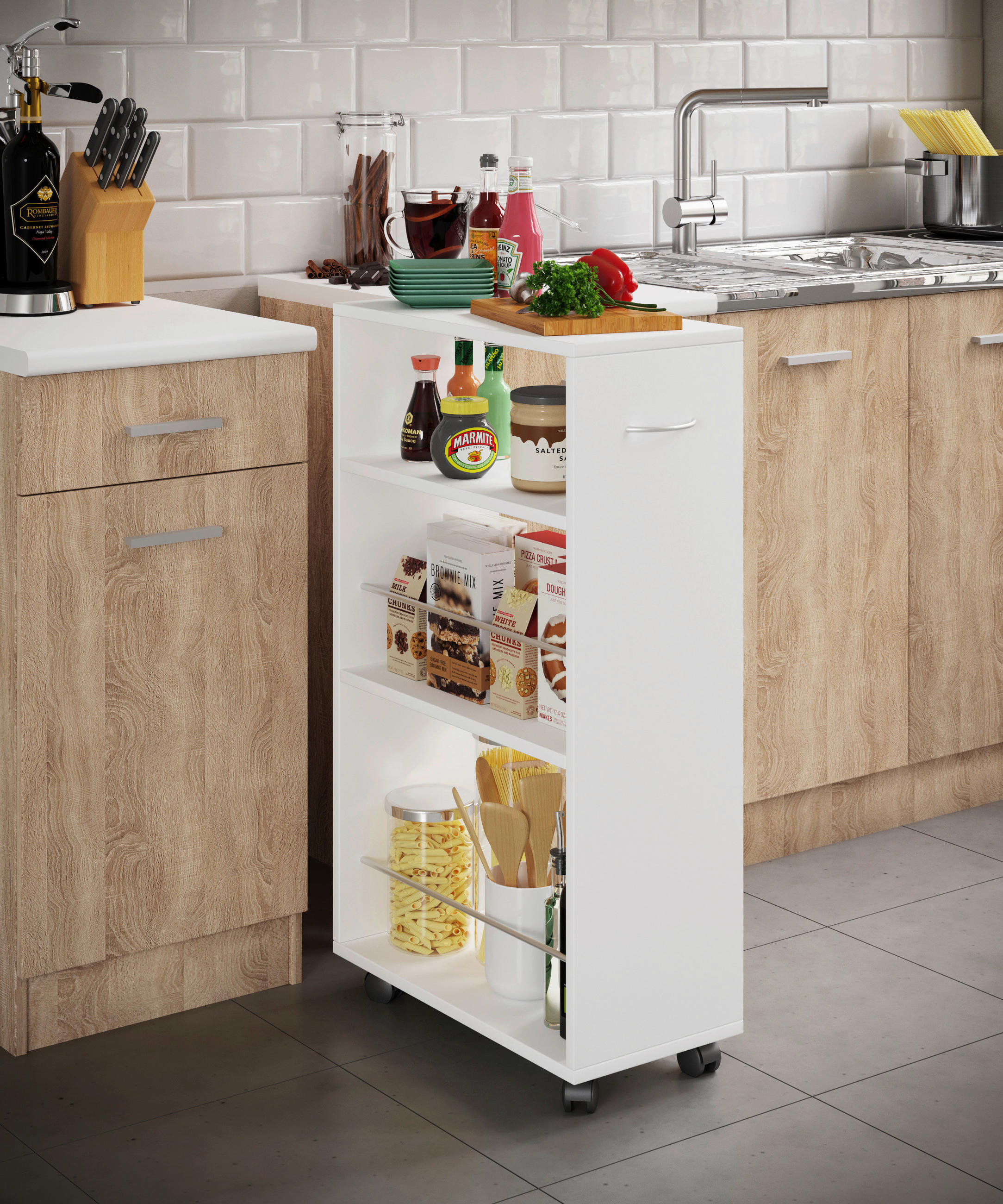 ALLZWECKWAGEN 25/50/85 cm  - Weiss, Modern, Holzwerkstoff/Metall (25/50/85cm) - MID.YOU