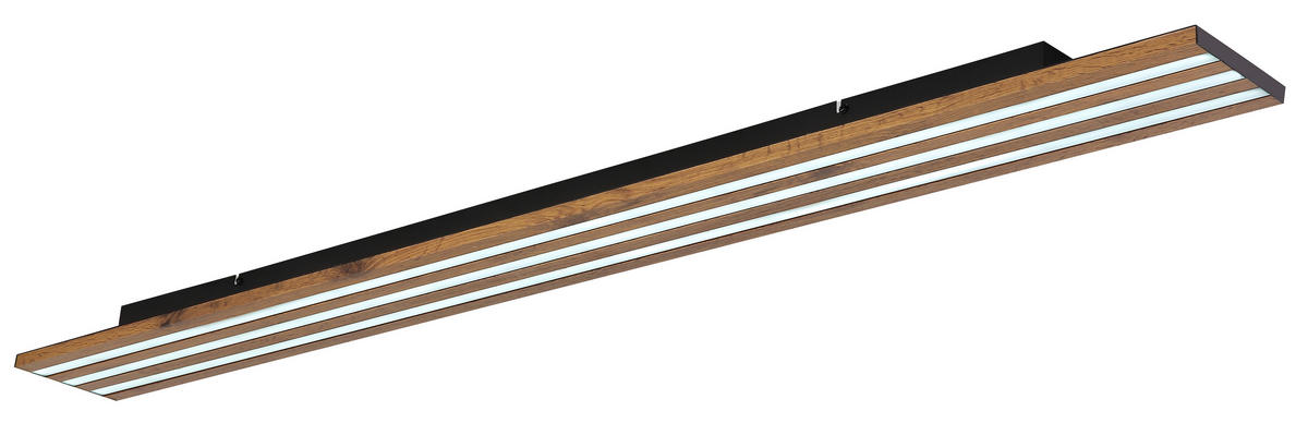 LED-DECKENLEUCHTE Hayden 150/14/6 cm  - Dunkelbraun/Opal, Design, Holzwerkstoff/Kunststoff (150/14/6cm) - Globo