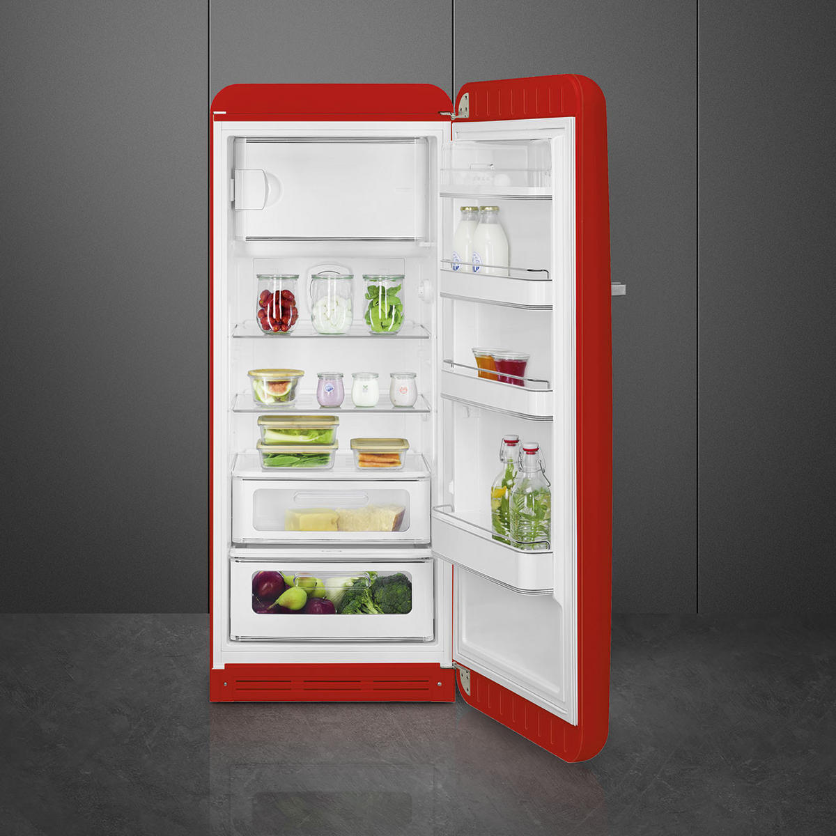 KÜHLSCHRANK 60,1/154/72,8 cm FAB28RRD5  - Rot, Basics, Glas/Metall (60,1/154/72,8cm) - SMEG