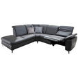 ECKSOFA Anthrazit Echtleder  - Chromfarben/Anthrazit, KONVENTIONELL, Leder/Metall (242/289cm) - Cantus