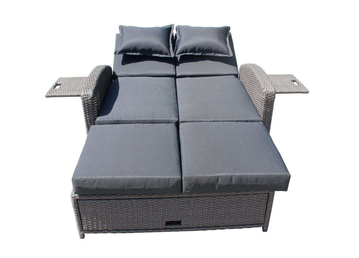 LOUNGESOFA Stahl  - Schwarz, Basics, Kunststoff/Textil - Gardenson